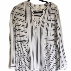PPLA clothing white w Black stripes blouse size s